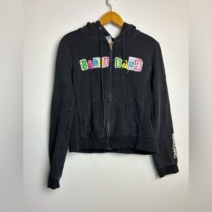 VTG Y2K BILLABONG Hoodie Sweatshirt Women L Fleece Full Zip Black Street wear